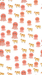 Cute cartoon cows and jellyfish pattern © yunanda