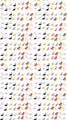 Cartoon animals pattern with dinosaurs, horses, goats © sutinah