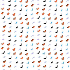 Cartoon Dinosaur and Horse Pattern © sutinah