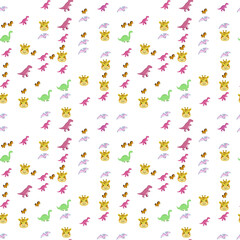 Cartoon Dinosaurs and Giraffes Pattern © sutinah