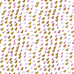 Cute cartoon horses and dinosaurs seamless pattern © sutinah