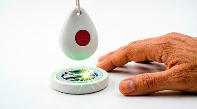 Emergency device for personal safety on display with hand interaction