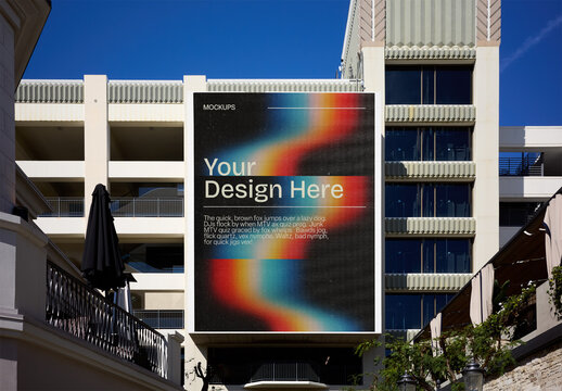 Mockup Of Customizable Large Billboard On Los Angeles Building