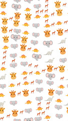 Cute Cartoon Animals and Dinosaurs Pattern © samjo