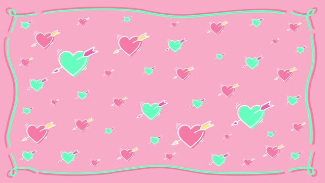 手描きの矢が刺さっているハートと曲線の枠がループするかわいい落書きアニメーション