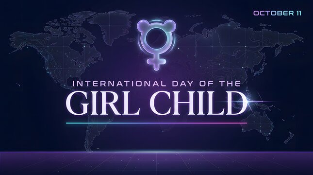 Female symbol illustration with world map background for international day of the girl child