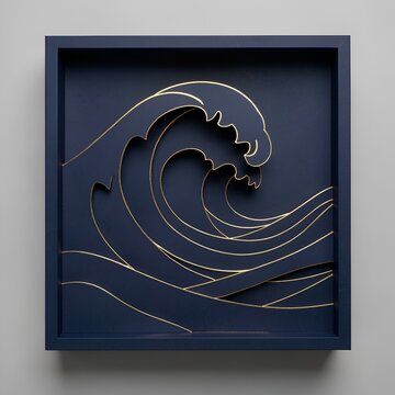  Abstract Paper Sculpture Silhouette with Gold Accents