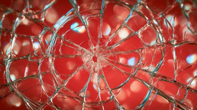 Shattered glass pattern on red background