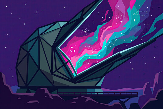Futuristic Observatory Dome Viewing Nebula Illustration