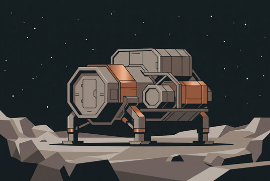 Space Lander Habitat Module on Lunar Surface Illustration