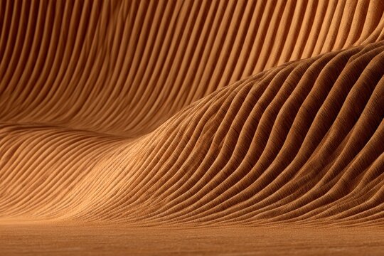 Brown ribbed dunes with curved parallel lines