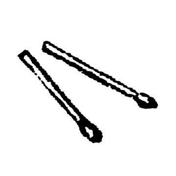 Drumsticks, pair of wooden beaters used to play percussion instruments, old vintage illustration, 1897