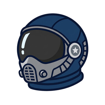 Isolated Dark Blue Astronaut Helmet With A Star Emblem