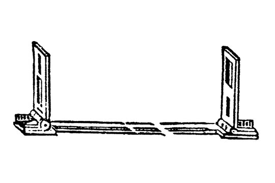 Alidade, rotating sighting device used on surveying and astronomical instruments, old vintage illustration, 1899