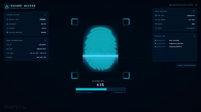 Biometric Fingerprint Secure Access HUD Interface Animation