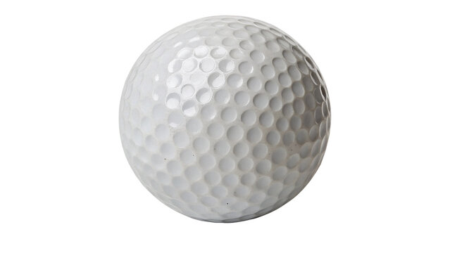 Single dimpled white leather golf ball sports equipment isolated on transparent background