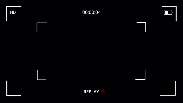 Replay text button animation for video camera and camcorder recordings, animated rewind or repeat icon, VHS Replay Overlay, Video camera replay screen animation overlay with alpha channel in 4k