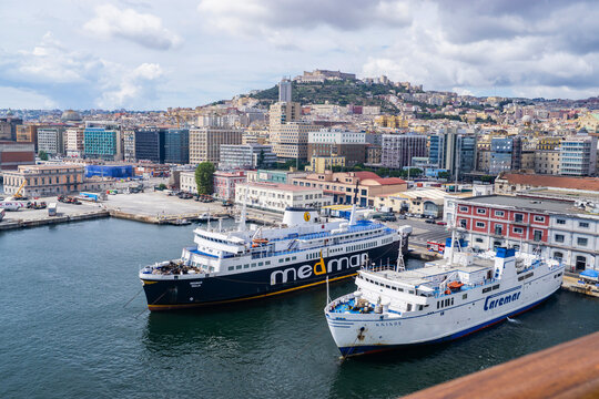 Naples, Italy - September 17, 2026: Naples cruise port, Medmar ferry in the port of Naples. Italy