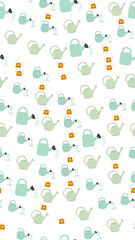 Seamless pattern of watering cans with hearts © Alberto