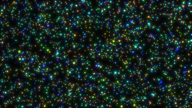 Fly Through Vibrant Multicoloured Starfield with Points of Light Changing Colours. Abstract Background Animation.