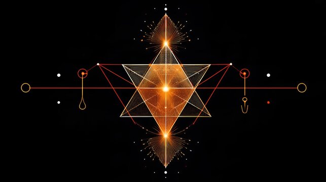 Sacred Geometry Star Symbol Wireframe Line Art Overlay Design Element for Sacred Navratri Festival and Meditation