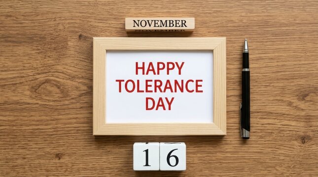 International day for tolerance concept with calendar and pen