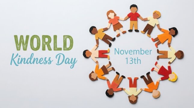 World kindness day november 13th with paper dolls
