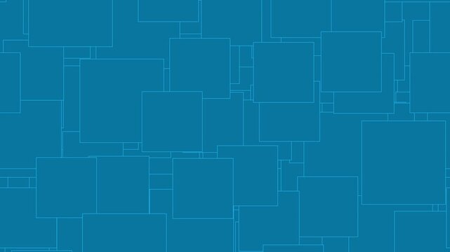 animated blue background with endless geometric squares multiplying and zooming in and out continuously into a complex pattern