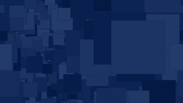 Abstract background of blue geometric squares pulsating and overlapping across the screen to create a modern minimalist pattern
