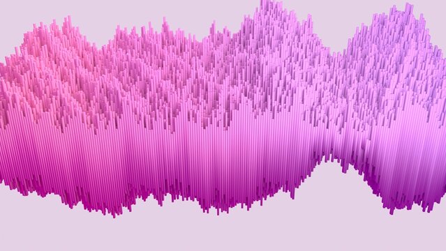 Abstract 3D Pink Geometric Pillar Landscape Background Render with Vertical Bar Structure and Smooth Gradient Texture for Modern Digital Tech Concept