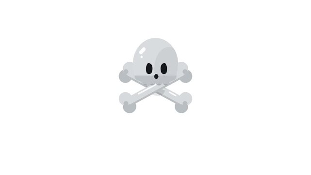Animated flat minimalist bones forming a skull and crossbones icon