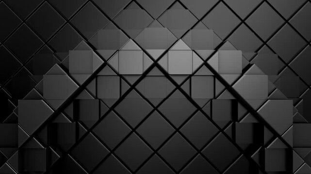 Geometric Shapes Form a Wave. Abstract motion, two color, 3d rendering, 4k resolution
