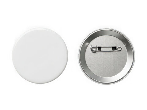 Blank white round button badge pin isolated on transparent background