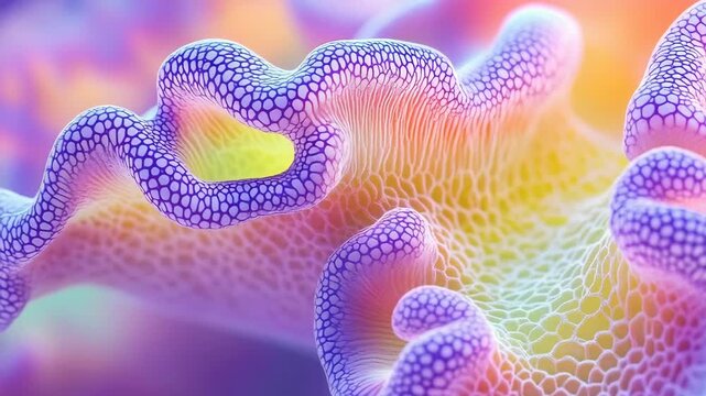 selective focus detailed coral ridges and pores in pastel colors
