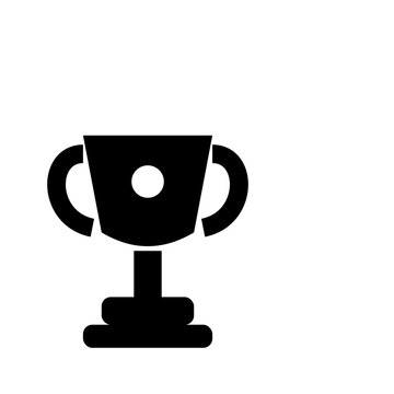 Trophy cup vector icon, award winner silhouette, black flat design for success symbol