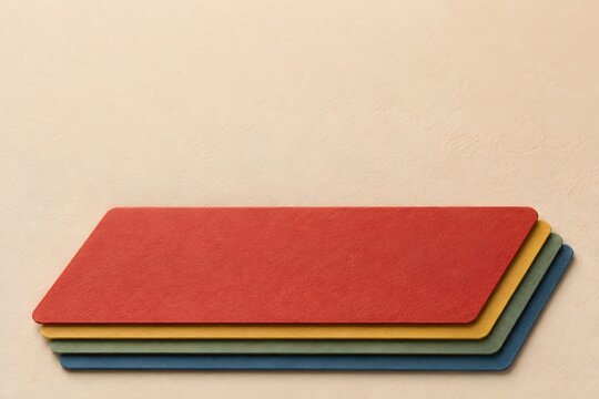 Wheat and paprika layered paper parallelogram background with plain copy space above