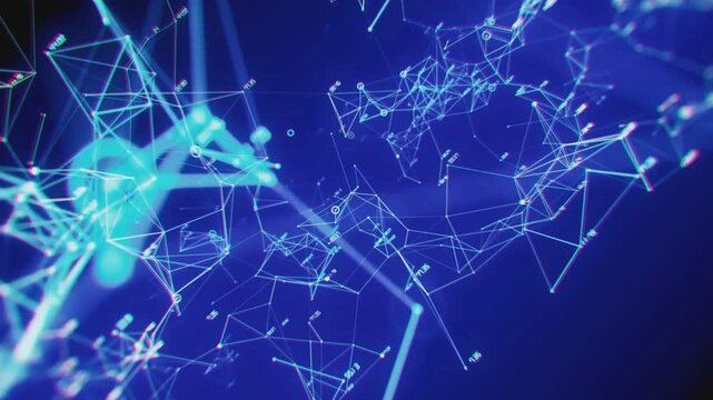 Digital network background with glowing connection lines and text data