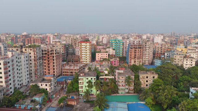Densely Populated City Skyline with Residential Buildings and Urban Architecture