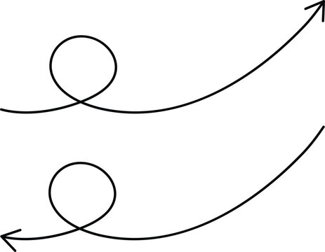 hand drawn curved arrow line elements with looped paths and directional pointers