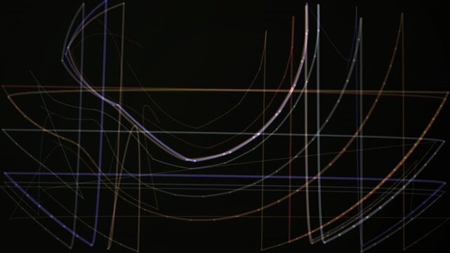 Looping abstract lines forming a complex geometric pattern on a black background