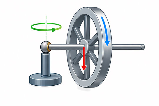Gyroscope precession on a supported axle illustration