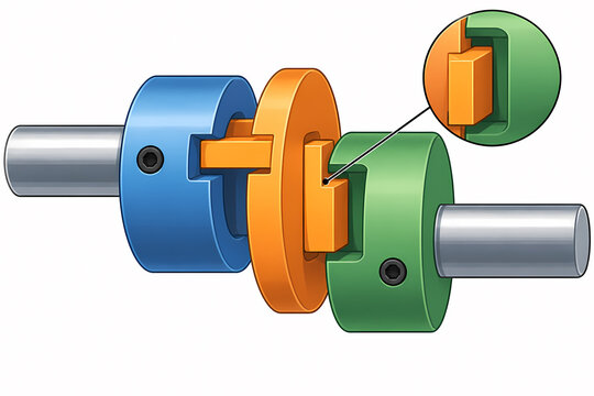 Oldham coupling connecting parallel offset shafts illustration