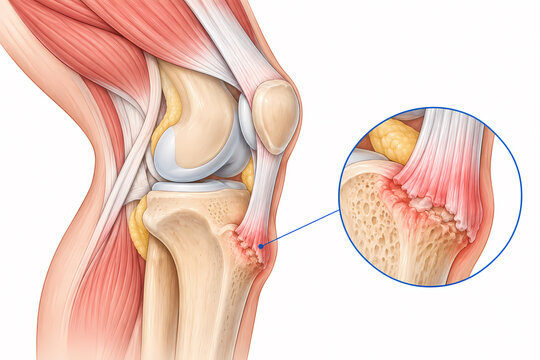Osgood Schlatter tibial tubercle irritation illustration