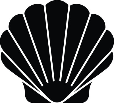 Clean vector graphic of a seashell from the ocean with a black silhouette