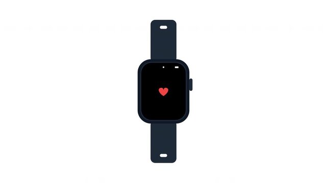 Smartwatch heart rate health fitness display on white background. 4k