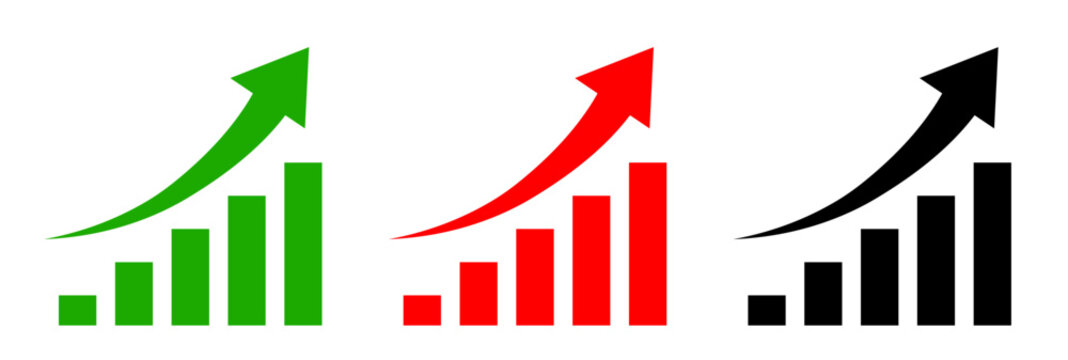 Growth bar chart with arrow