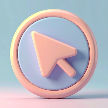 A high quality three dimensional illustration of a digital cursor icon rendered in soft pastel colors for modern web and app interface design.