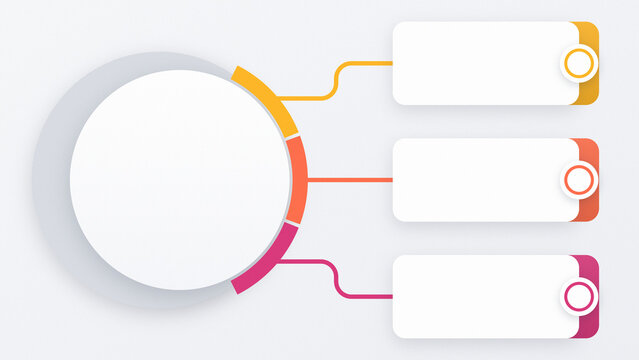 Modern 3 step process diagram infographic template with circular header and connected text blocks