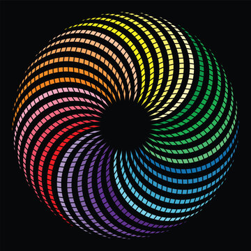 The abstract vibrant spiral of Pride color geometric patterns.