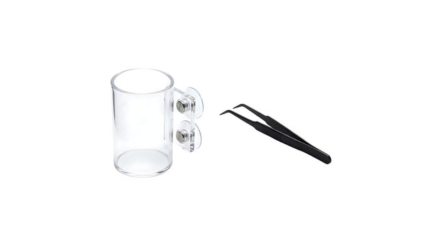 Clear acrylic aquarium plant holder cup with suction cups and black